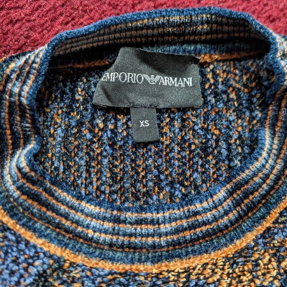 Emporio Armani Chenille Blue and Gold Sweater - Picture 5 of 9